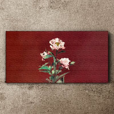 Tablou canvas Flori pe fond roșu