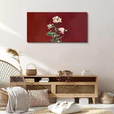 Tablou canvas Flori pe fond roșu