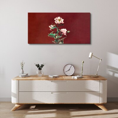 Tablou canvas Flori pe fond roșu