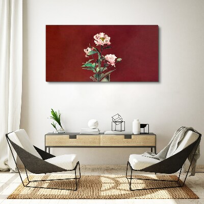 Tablou canvas Flori pe fond roșu