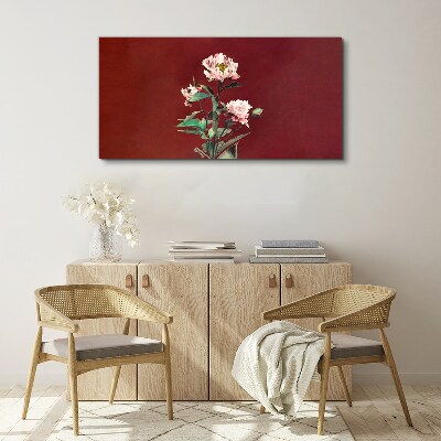 Tablou canvas Flori pe fond roșu
