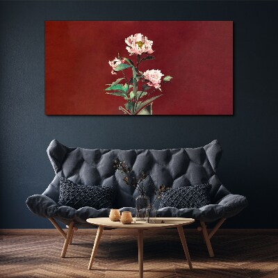 Tablou canvas Flori pe fond roșu