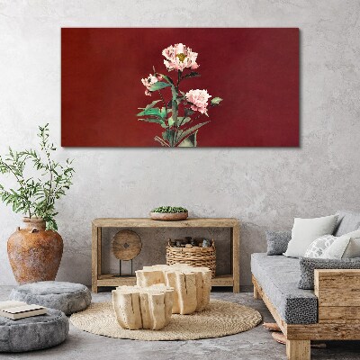 Tablou canvas Flori pe fond roșu