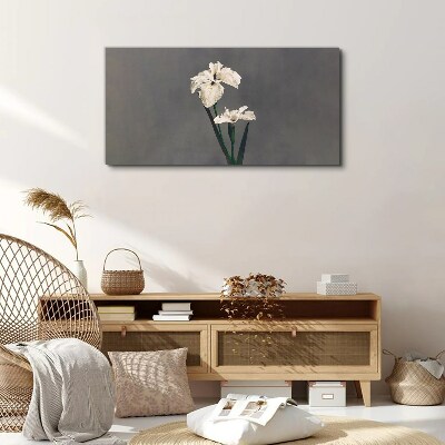 Tablou canvas Iris albi pe un fundal gri