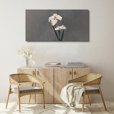 Tablou canvas Iris albi pe un fundal gri