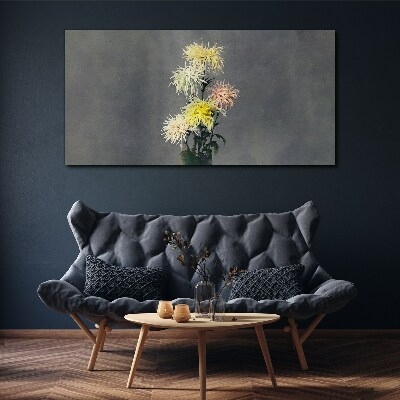 Tablou canvas Flori pe fond gri