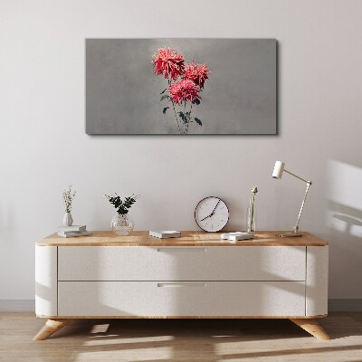 Tablou canvas Flori roz pe fond gri