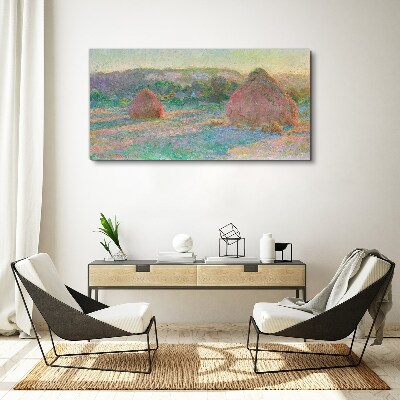 Tablou canvas Recoltarea fânului în lumina dimineții
