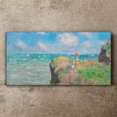 Tablou canvas Fototapet Sticla Cliff Walk la Pourville Monet