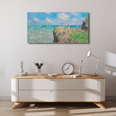 Tablou canvas Fototapet Sticla Cliff Walk la Pourville Monet