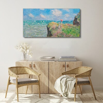 Tablou canvas Fototapet Sticla Cliff Walk la Pourville Monet