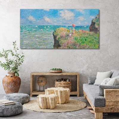 Tablou canvas Fototapet Sticla Cliff Walk la Pourville Monet