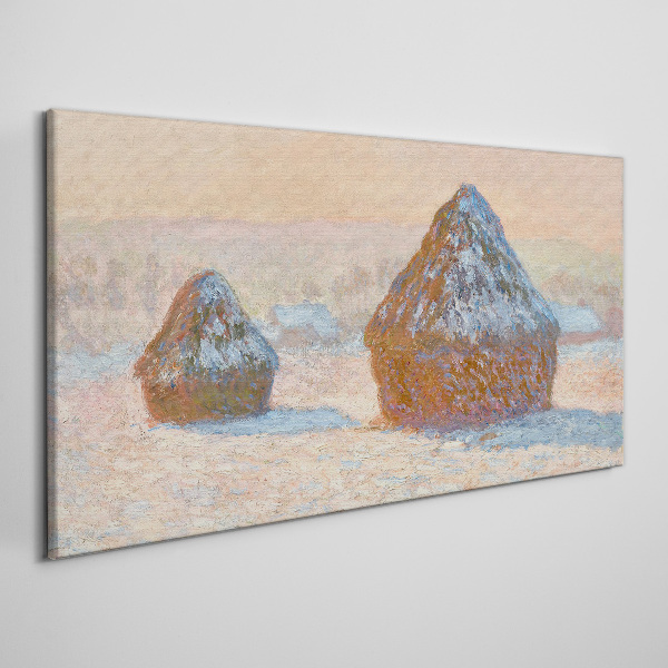 Tablou canvas Grainstacks Snow Monet Effect