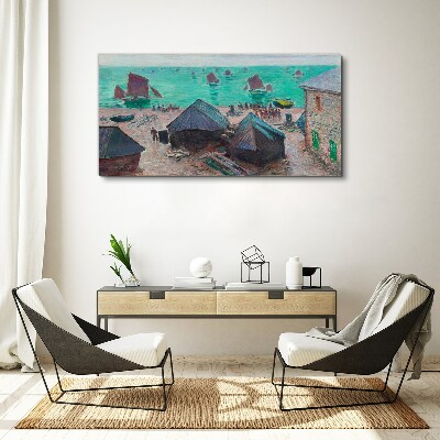 Tablou canvas Peisaj de litoral cu bărci