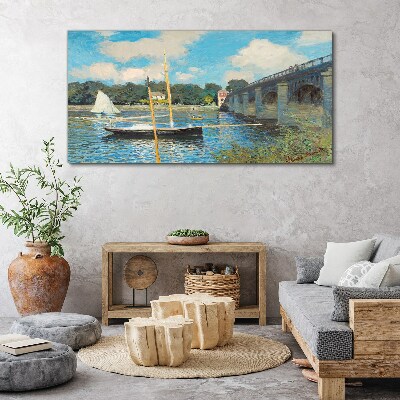 Tablou canvas Podul bărci fluviale Monet