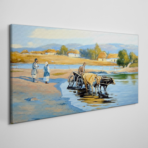 Tablou canvas Peisaj rural cu boi
