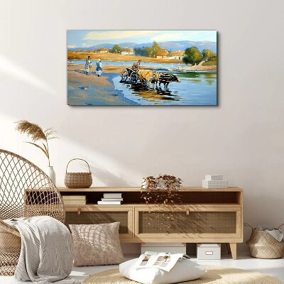 Tablou canvas Peisaj rural cu boi