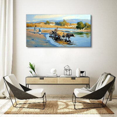 Tablou canvas Peisaj rural cu boi