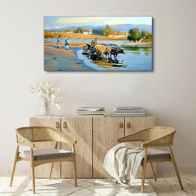 Tablou canvas Peisaj rural cu boi