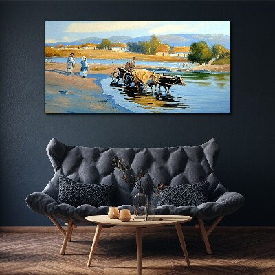 Tablou canvas Peisaj rural cu boi
