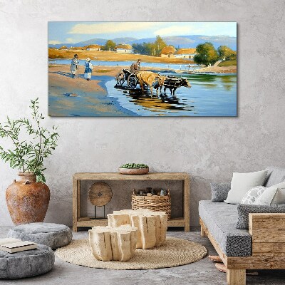 Tablou canvas Peisaj rural cu boi