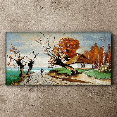 Tablou canvas Peisaj de toamnă cu o casă de țară
