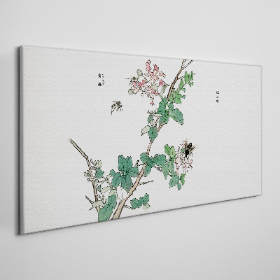 Tablou pe panza Ramura de flori cu insecte