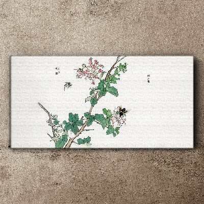 Tablou pe panza Ramura de flori cu insecte