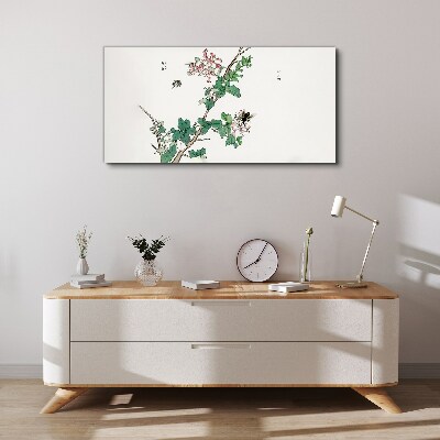 Tablou pe panza Ramura de flori cu insecte