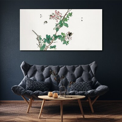 Tablou pe panza Ramura de flori cu insecte