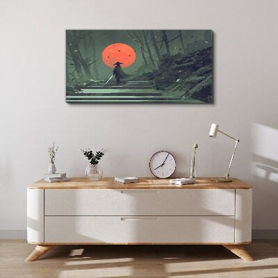 Tablou canvas Samurai în umbra soarelui răsărit