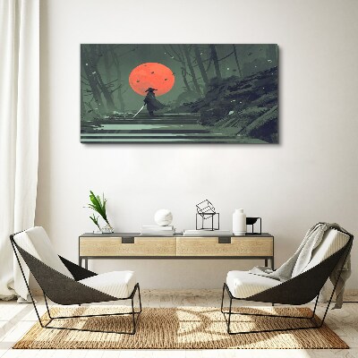 Tablou canvas Samurai în umbra soarelui răsărit