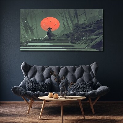 Tablou canvas Samurai în umbra soarelui răsărit