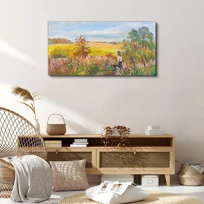 Tablou canvas Peisaj de vară cu o figură și un câine