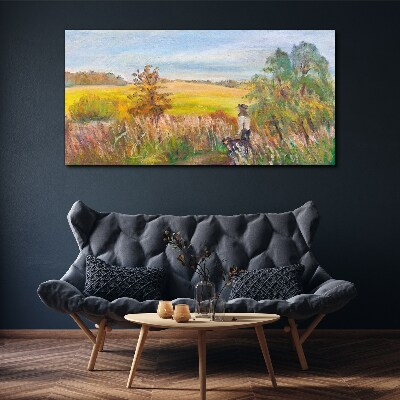 Tablou canvas Peisaj de vară cu o figură și un câine