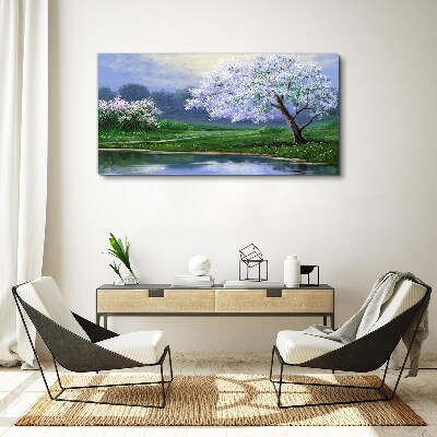 Tablou canvas Peisaj de primăvară cu copaci înfloriți