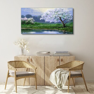 Tablou canvas Peisaj de primăvară cu copaci înfloriți