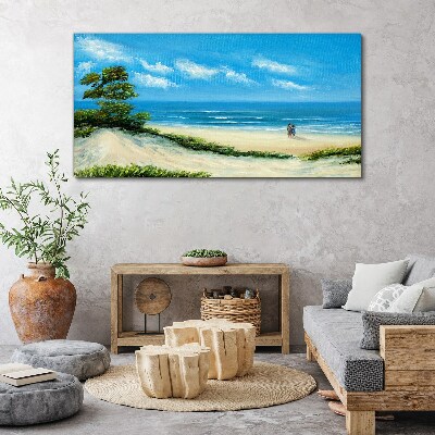 Tablou canvas coasta cuplu plaja mare
