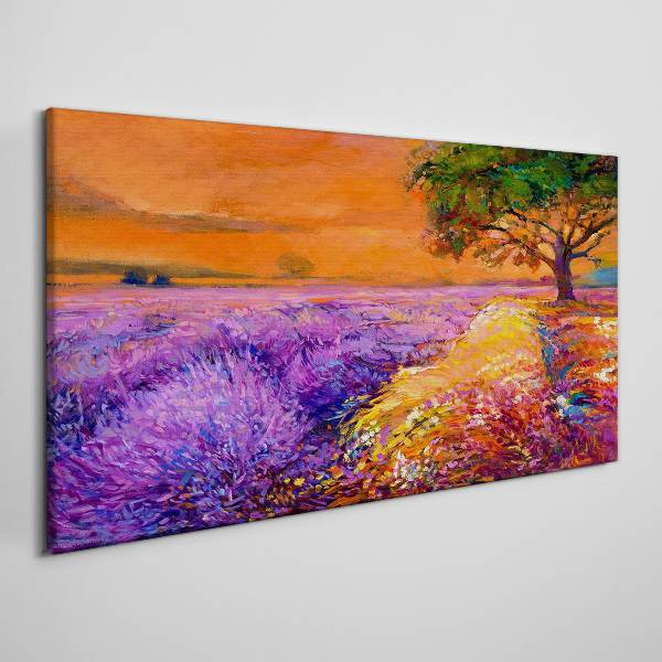 Tablou canvas Câmpuri de lavandă în apus