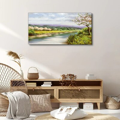 Tablou canvas Peisaj de primăvară lângă râu