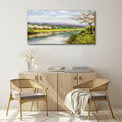 Tablou canvas Peisaj de primăvară lângă râu