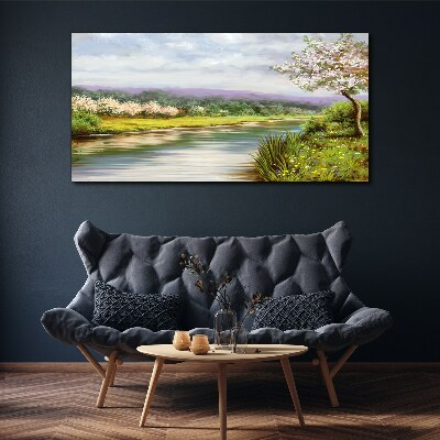 Tablou canvas Peisaj de primăvară lângă râu