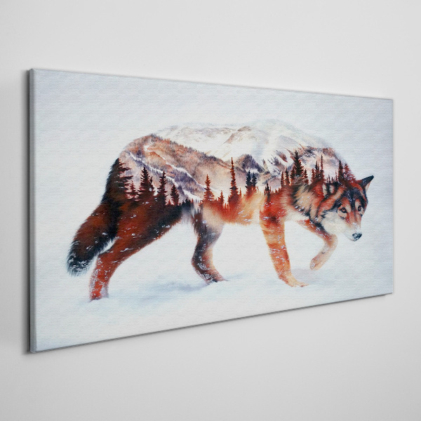 Tablou canvas Lup într-un peisaj de iarnă