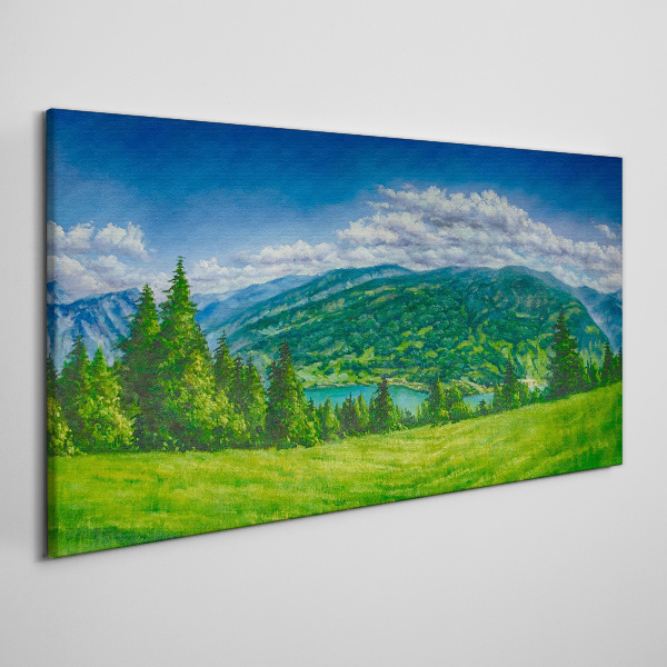 Tablou canvas Peisaj de munte verde vara