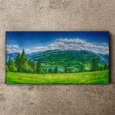 Tablou canvas Peisaj de munte verde vara