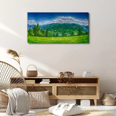 Tablou canvas Peisaj de munte verde vara