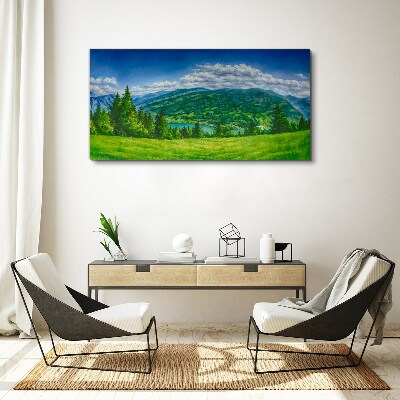 Tablou canvas Peisaj de munte verde vara