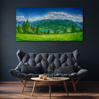 Tablou canvas Peisaj de munte verde vara