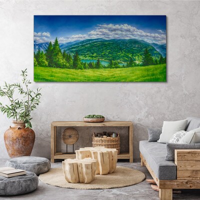 Tablou canvas Peisaj de munte verde vara