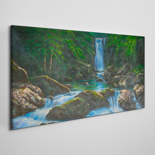 Tablou canvas O cascadă liniștită într-un cadru de pădure